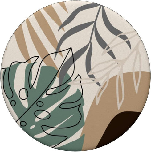 Tropical Botanical Beige Brown Exotic Minimalist Abstract PopSockets Standard PopGrip