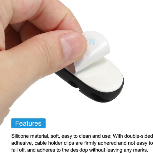 MECCANIXITY 3pcs Cable Clips - Cord Organizer for Desk, 3 Slots Silicone Adhesive Holders for USB Charging