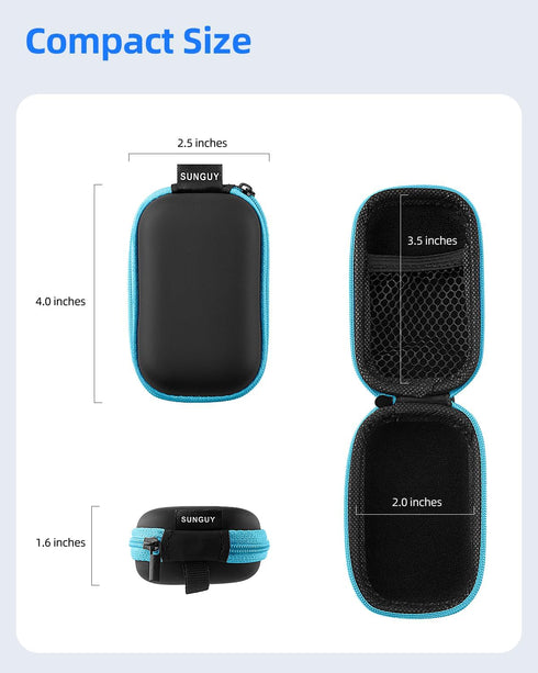 SUNGUY Earbuds Case 2Pack, Portable Rectangle Carrying Case with Carabiner for Earphones, Earbud, SD Card, USB Cable