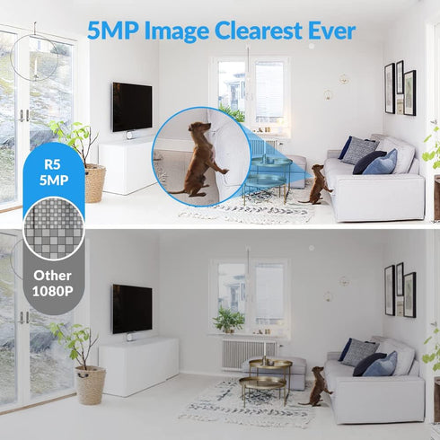 Foscam 5MP WiFi Pet Cameras - 2.4GHz Indoor Baby Monitor with 360° Pan Tilt, Night Vision, AI Human Detection