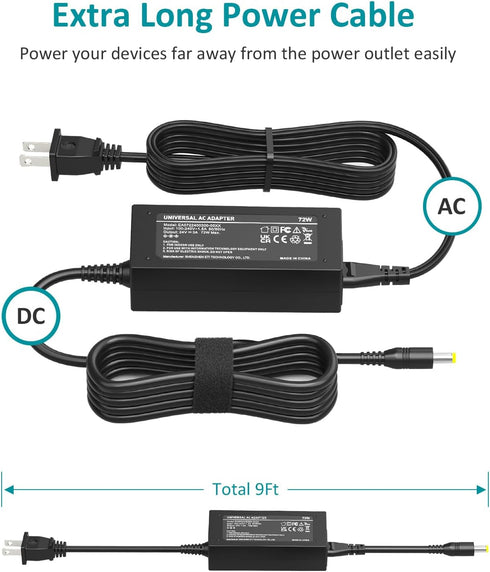 24V 3A 2A 1A Switching Power Supply Cord, 24V DC 1.5A Charger for LED Strip Light, Massage Gun, Baby Monitor