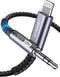 JSAUX 6FT Lightning to 3.5mm Audio Cord, Apple MFi Certified Aux Cable for iPhone 14/13/12/11/X - Grey