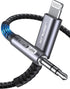 JSAUX 6FT Lightning to 3.5mm Audio Cord, Apple MFi Certified Aux Cable for iPhone 14/13/12/11/X - Grey