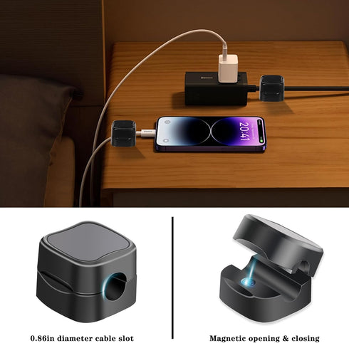 6 Pack Magnetic Cable Clip, Under Desk Cable Management, Adhesive Cord Clip Storage Box for Home Desk Phone Car Wall