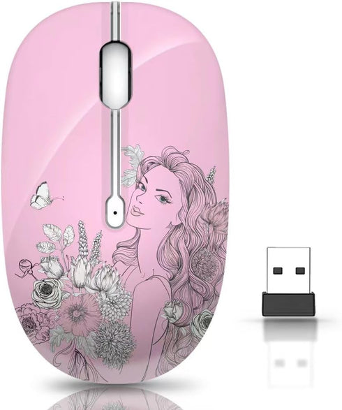 Wireless Mouse with Nano Receiver for PC, Laptop, Notebook, MacBook, Less Noise, Portable Mobile Optical Mice