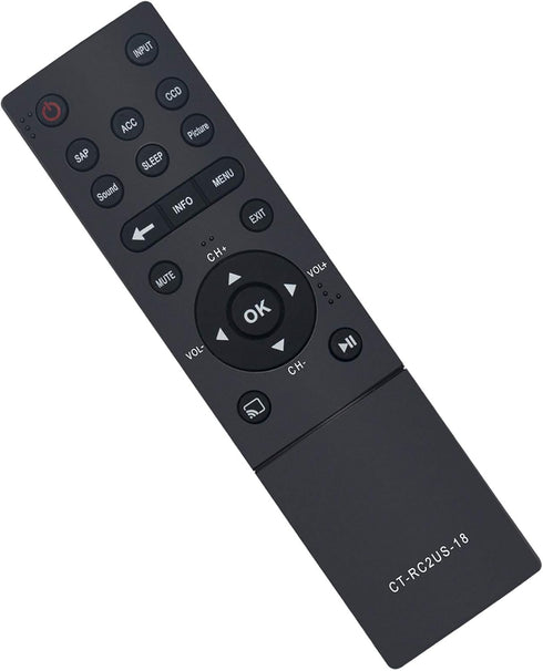 CT-RC2US-18 Replacement Remote for Toshiba LED TV Models 0L711U18, 55L711U18, 50L711M18, 55L711M18, 43L511U18