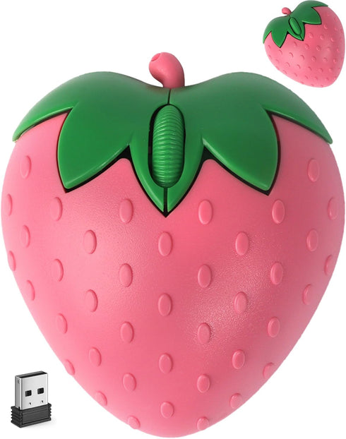 SHARE SUNSHINE Wireless Bluetooth Mouse Cute Pink Fruit Strawberry Shape Silent Portable Lightweight USB