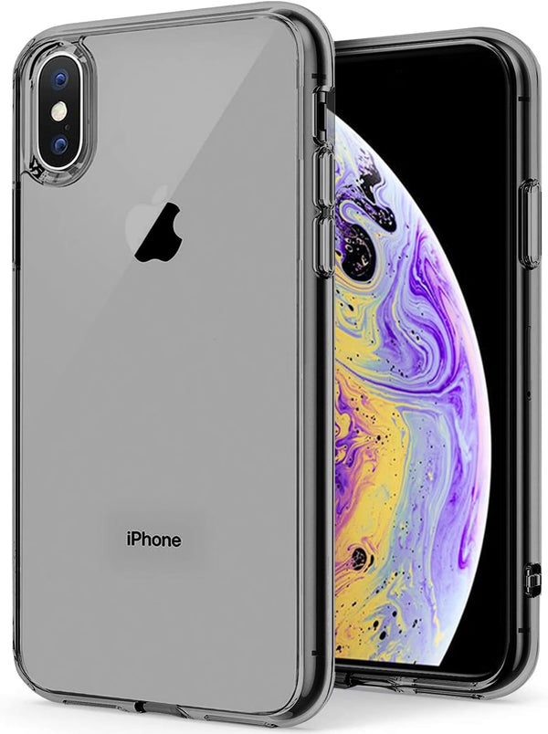 TENOC Gray Phone Case for iPhone Xs Max, Clear Shockproof Protective Bumper Slim Cover for 6.5 Inch