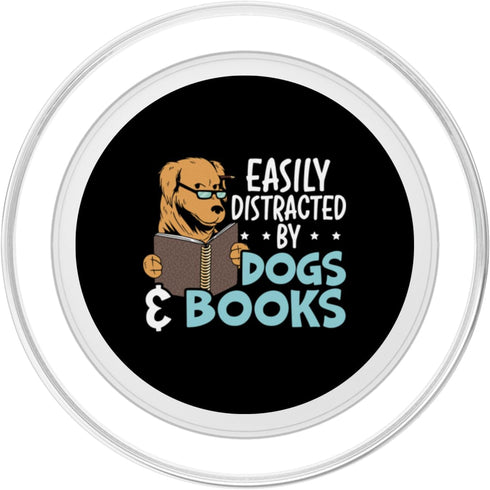 PopSockets MagSafe PopGrip for iPhone Easily Distracted By Dogs & Books Puppy Lover Bookworm