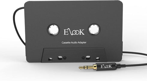 Elook Car Cassette Aux Adapter, 3.5mm Universal Audio Cable Tape Adapter for Car, Phone, MP3 etc. Black