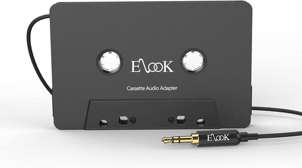 Elook Car Cassette Aux Adapter, 3.5mm Universal Audio Cable Tape Adapter for Car, Phone, MP3 etc. Black