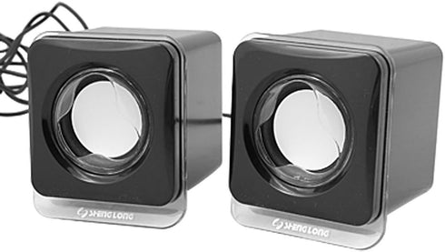 Ruilogod Portable Couple Black USB Mp3 MP4 Player Audio Speaker