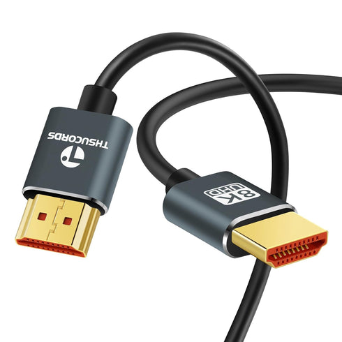 8K 4K 15FT 2 Pack, 2.1 4K@120Hz 8K@60Hz 48Gbps TV/HDTV/PS5/Blu-ray Thsucords Ultra Thin HDMI Cables Slim & Flexible