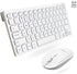 Macally Small Wireless Keyboard and Mouse Combo, Essential Work Duo, 2.4G White Keyboard and Mouse Wireless, 78 Key