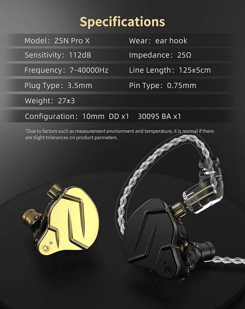 1BA 1DD KZ ZSN Pro X in Ear Monitor Dual Driver IEM Earphone Wired Earphone HiFi Sport Gaming Earbuds Headphones