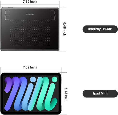 HUION H430P 4.8x3 4 Inspiroy Drawing Tablet Graphic Tablet with Battery-Free Stylus Hot Keys, Art Tablet for Drawing