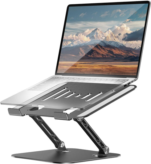 LINTYLE Adjustable Laptop Stand, Aluminum Portable Laptop Riser for Desk Foldable, Ergonomic Computer