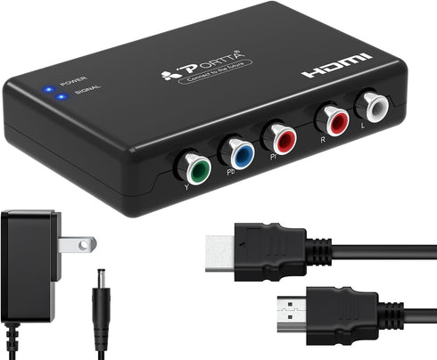 Portta Component to HDMI Converter with HDMI Cable, RGB to HDMI Adapter for PS2, PS3, Xbox 360