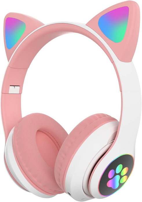 Kids Bluetooth Headphones, Bluetooth Headphones for Kids and Adults, Cat Headphones for Girls and Boys
