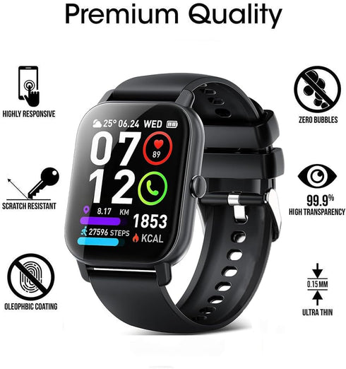 6 Pack Compatible with Ddidbi P66E 1.85” Smart Watch Screen Protector Film for Poounur P66E 1.85 Inch Smartwatch Screen Protectors Foils Screen Cover Crystal Clear HD Anti-Scratch
