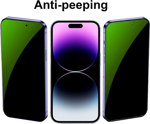 iPhone 14/13/13 Pro Anti-Spy Screen Protector - 3 Pack Anti-Blue Privacy Tempered Glass, 9H Hardness, 6.1" (Green)