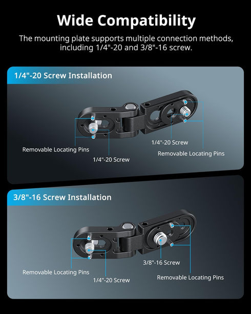 SMALLRIG 1/4''-20 1.2 (2.6 lbs), MD5712 Foldable Mini L-Shaped Mount Plate, Mounting Bracket Adapter with Screw