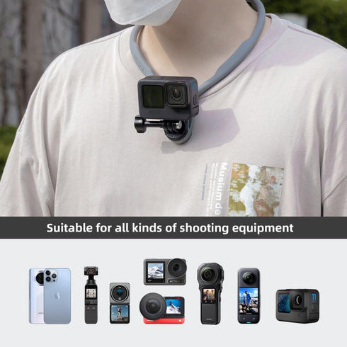 POV Neck Mount with Chest Strap, Extendable Arm Smartphone Mount for GoPro and Action Cameras