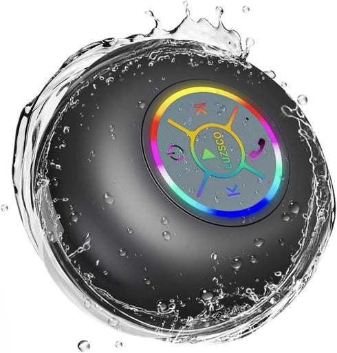 Luzsco Bluetooth Shower Speaker with LED Portable Wireless Mini Speaker with Mic &
