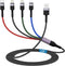 MTAKYI 3M/10Ft Multi 4 in 1 USB Universal iPhone Charging Cable, Lightning2+Type C+Micro USB Long Nylon Braided