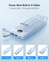 VRURC 10000mAh, 5 Portable Charger for iPhone, Built in Cables & Lanyard Power Bank Compact USB C Charging Bank Outputs