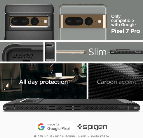 Spigen 7 (2022) 7 2022 Rugged Armor Designed for Pixel Pro Case - Matte Black | , Rugged Armor, Designed for, Pixel