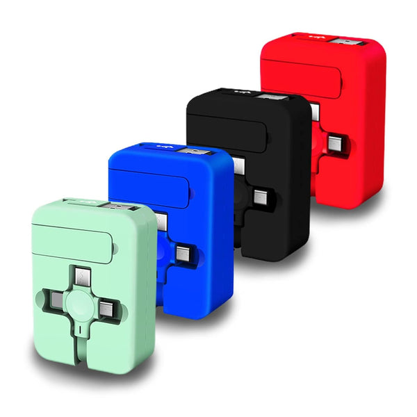 Unifizz 4 Pcs Three in One Charging Cable - Roll Data Transfer 3 in 1 Charging Cable Retractable Phone Holder