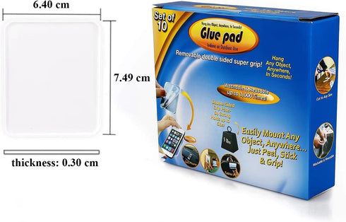 Traceless Super Sticky Gel Pads, Anti-Slip Double Sided Gripping Pads for Auto Car Home Cell Phone Holder (Pack of 10)