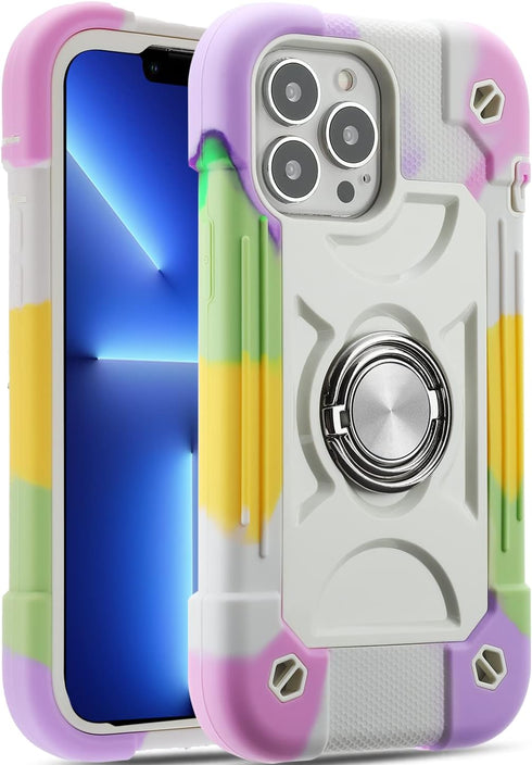 MARKILL Compatible with iPhone 13 Pro Max Case, Heavy-Duty Military Grade Shockproof Cover with Ring Stand