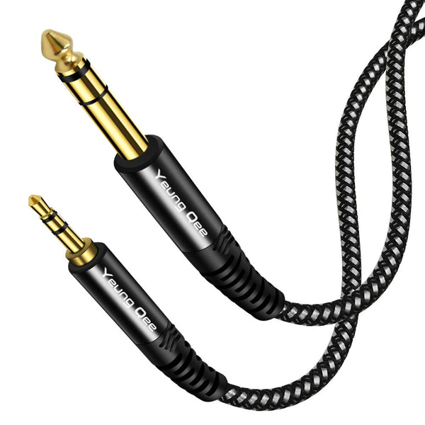 3.5mm to 6.35mm Stereo Audio Cable 10 ft, 1/4 to 1/8 Audio Cable, 3.5mm Male to 6.35mm Male TRS Nylon Braid Cable