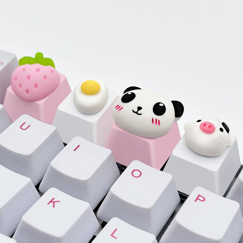 Cute Keycap 4 pcs, Custom 3D Model Keycap for Cherry MX Switches Mechanical Gaming Keyboard (Cute Animal Keycaps)