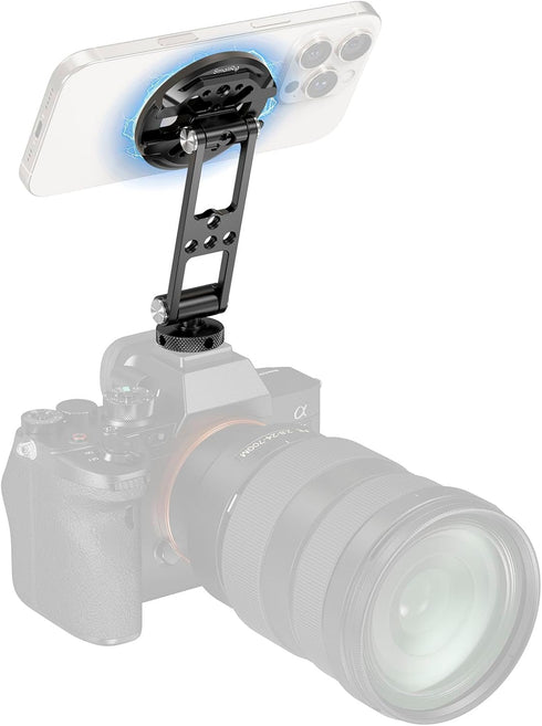 SMALLRIG Magnetic Metal Phone Mount with Cold Shoe Mount, Adjustable Rotatable Phone Tripod