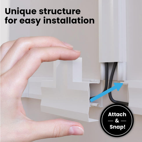 EVEO Cord Hider, 300” Wall Cable Cover, Cable Concealer for TV, Large, White
