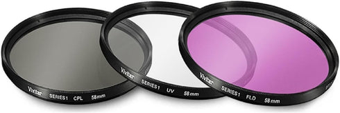 58mm Multi-Coated 3 Piece Filter Kit (UV-CPL-FLD) for Canon Rebel T5, T6, T6i, T7i, T8i, EOS 80D, EOS 90D, EOS 77D, SL3 Cameras with Canon EF-S 18-55mm is STM Lens