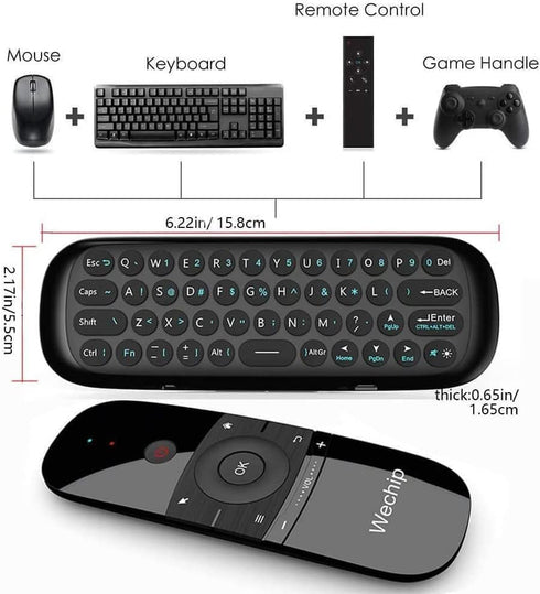 WeChip W1 Universal TV Remote Air Mouse, Wireless Keyboard Fly Mouse for Android TV Box/PC/Smart TV/Projector (w1)