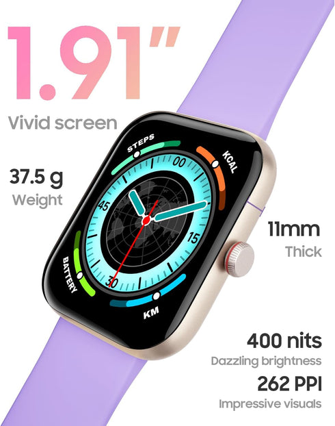 Smart Watch for Women with Alexa, 1.91" HD Screen, IP68 Waterproof, 100 Sports Modes, Heart Rate Monitor