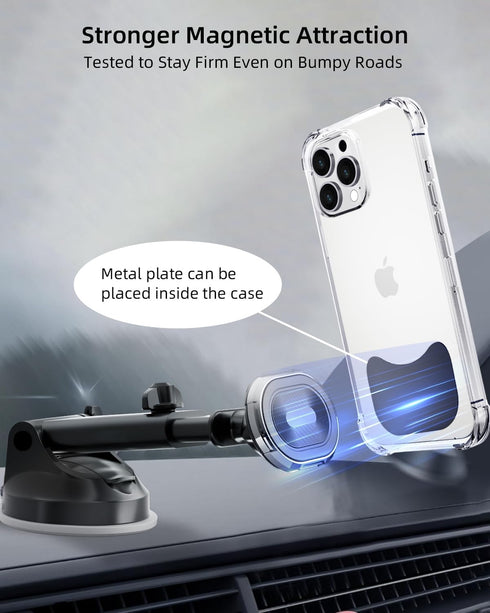 volport 4 Pack Metal Plate for Phone Magnet, Universal Steel Plate with Adhesive Backing for Car Magnetic Mount Cell