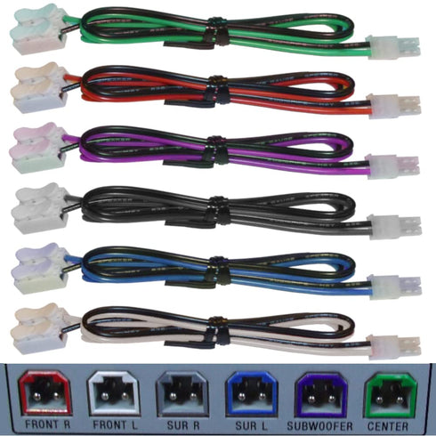 6 Home Theater Speaker Cables for Sony Samsung, 4.2mm Connectors, Includes Tool-Free Wire Crimp Splices