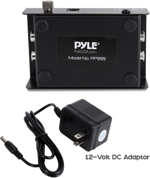 12 PP999 Pyle Phono Turntable Preamp - Mini Electronic Audio Stereo Phonograph Preamplifier with RCA Input, RCA Output