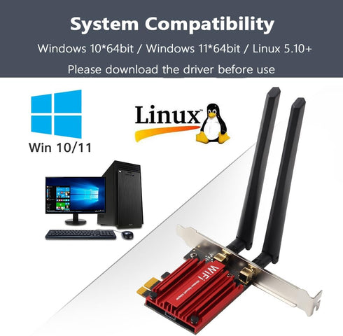 New 5.8 Gbps Wi-Fi 7 Bluetooth 5.4 PCI-E Adapter Intel BE200 Card 2.4/5/6 GHz 802.11be for Windows 11 PC Desktop