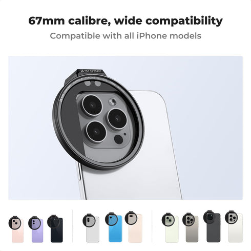 K&F Concept 67mm Clip On CPL Magnetic Phone Lens Filter Kit, Phone Clip with Magnetic Adapter Ring/Cold Shoe/Locking