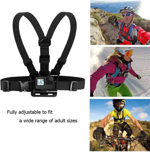 Sametop Chest Mount Strap Harness for GoPro Hero 13, 12, 11, 10, 9, 8, 7, 6, 5, 4, 3+, 3, 2, 1, Max, AKASO, DJI Osmo