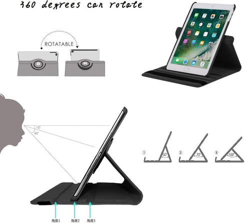 Rotating Case for iPad 9th Generation (2021) / 8th Generation (2020) / 7th Gen (2019) 10.2 Inch Protective Cover
