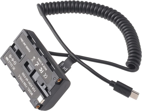FocusFoto NP-F550 Dummy NP-F970 NP-F570 NP-F750 NP-F770 F960 F530 F330 USB-C to Battery Adapter Cable for Sony to Power