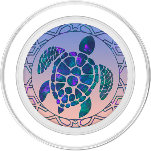 Teal Blue Purple Turtle and Geometric Design PopSockets MagSafe PopGrip for iPhone